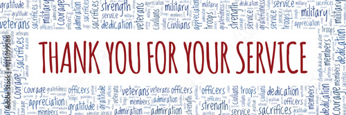 Thank You for Your Service TYFYS word cloud conceptual design isolated on white background.