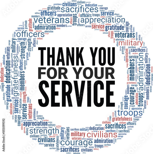 Thank You for Your Service TYFYS word cloud conceptual design isolated on white background.