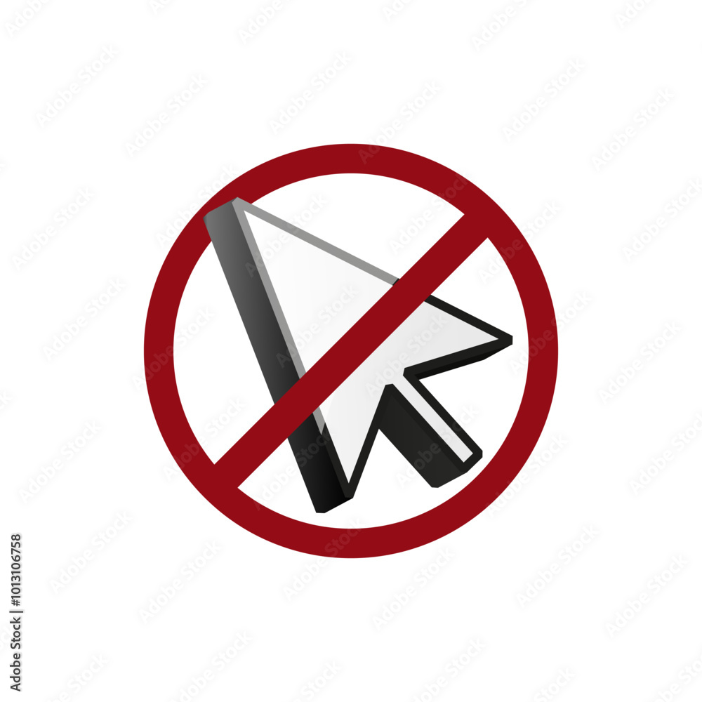 Ban click icon. Forbidden icon sign. Restricted symbol of cursor and arrow. Ban click icon. Forbidden icon sign. Restricted symbol of cursor and arrow.