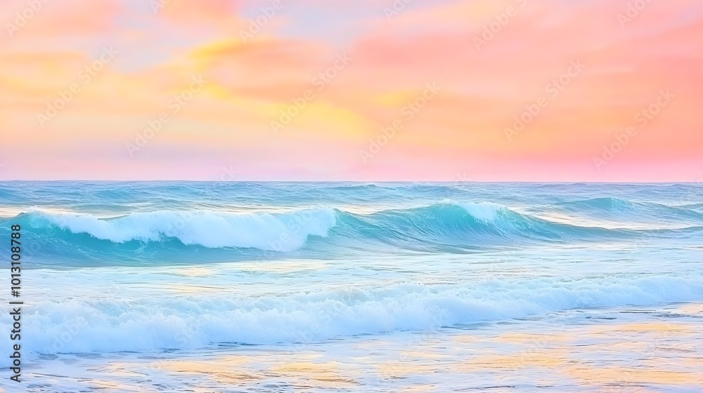 Obraz premium Ocean Waves Sunset Sky