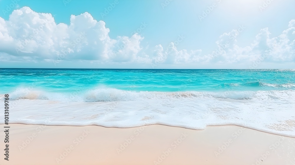 Obraz premium Blue Ocean Waves on Sandy Beach