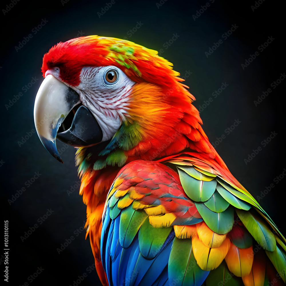 Obraz premium a colorful parrot with a black background