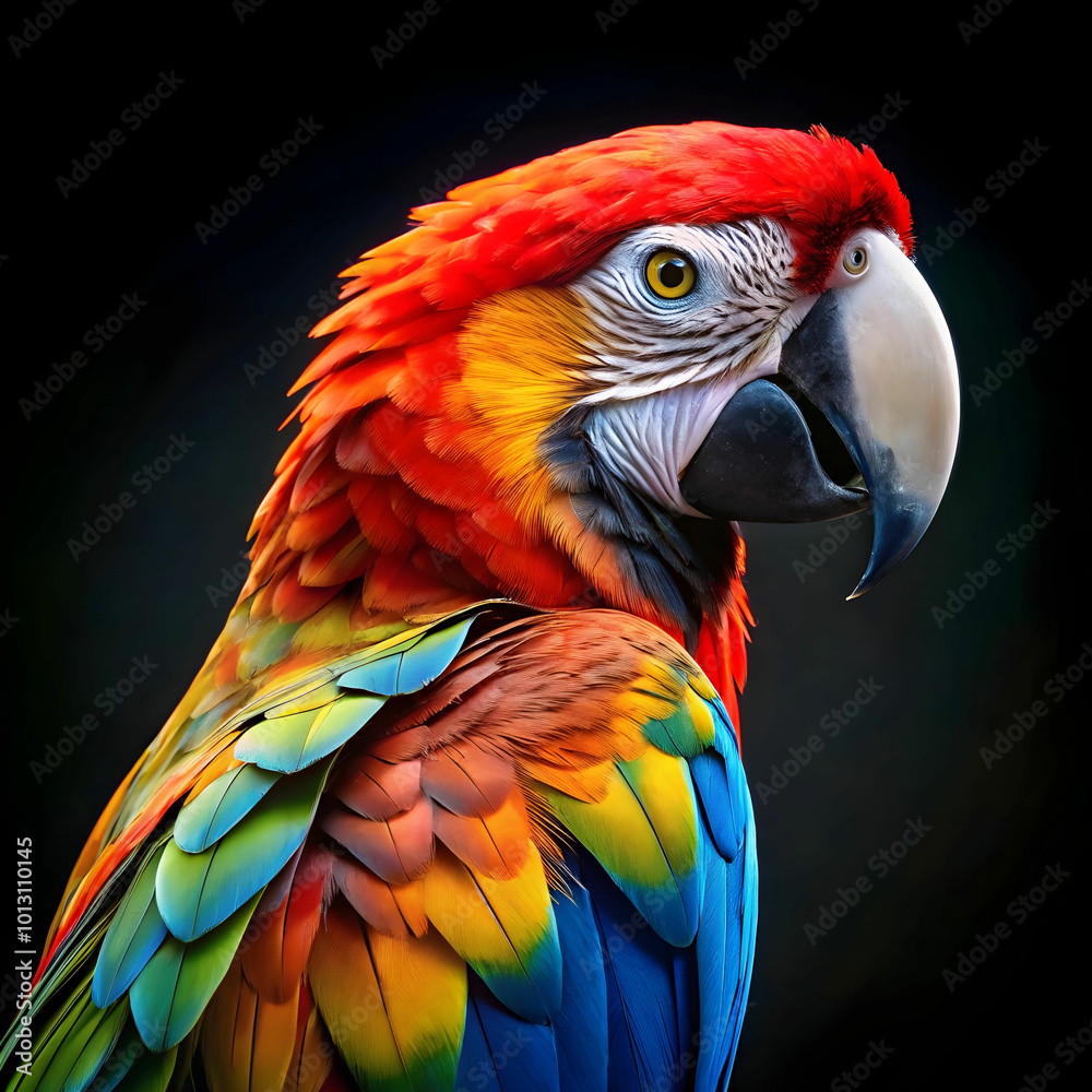 Fototapeta premium a colorful parrot with a black background