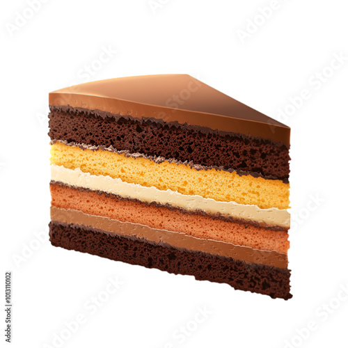 Slice of Layered Cake, Vector Illustration, Isolated on White Background, Dessert and Bakery Concept

