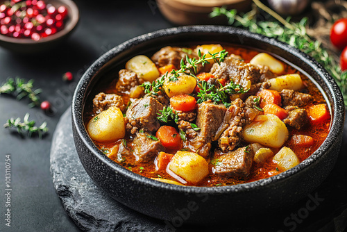 Hearty and Flavorful Beef and Potato Stew with Fresh Vegetables and Rich Broth for Comfort Meals