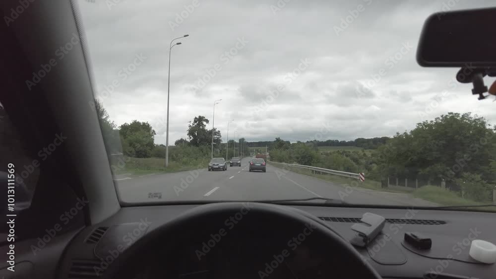 Man Driving Car from Inside: POV Perspective Man Driving Car from Inside: POV Perspective
