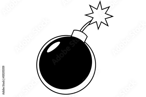 vector illustration of a bomb icon with a burning wick