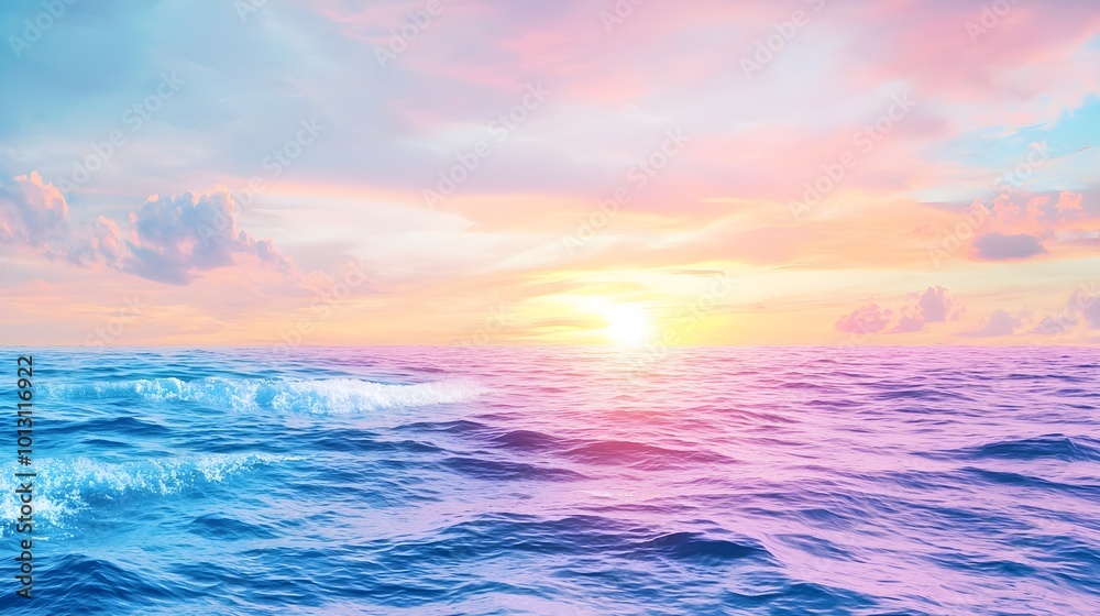 Ocean Sunset with Pink Clouds