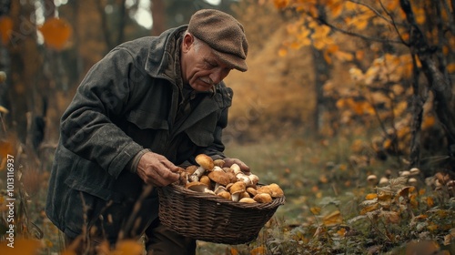 A person is carefully picking fresh mushrooms