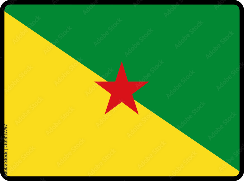 FRENCH GUIANA Flag Smooth rectangle icon FRENCH GUIANA Flag Smooth rectangle icon