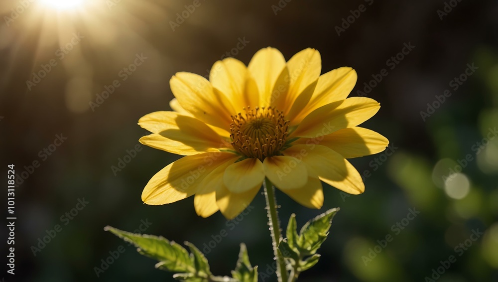 Yellow flower glowing in sunlight. Yellow flower glowing in sunlight.