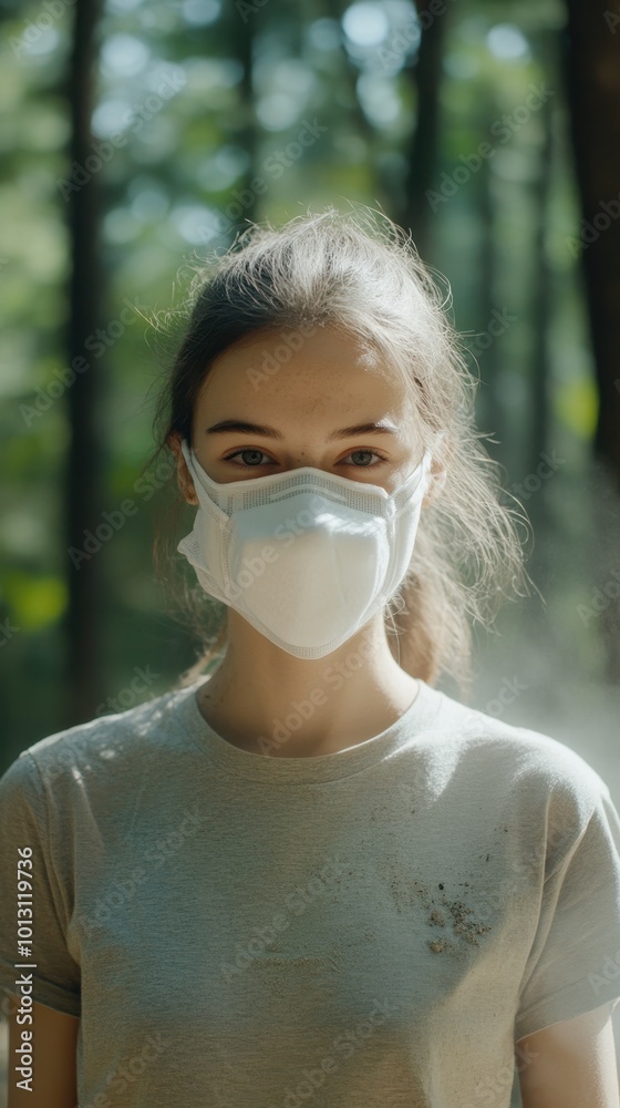 Person Wearing Protective Face Mask Outdoors Person Wearing Protective Face Mask Outdoors