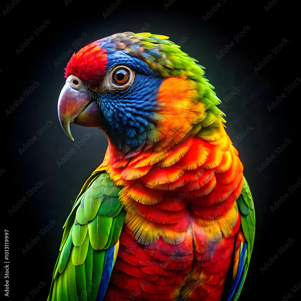 a colorful parrot with a black background a colorful parrot with a black background
