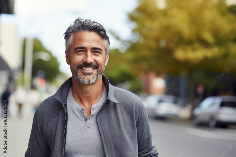 Portrait of handsome middle-aged man smiling in the street. Portrait of handsome middle-aged man smiling in the street.