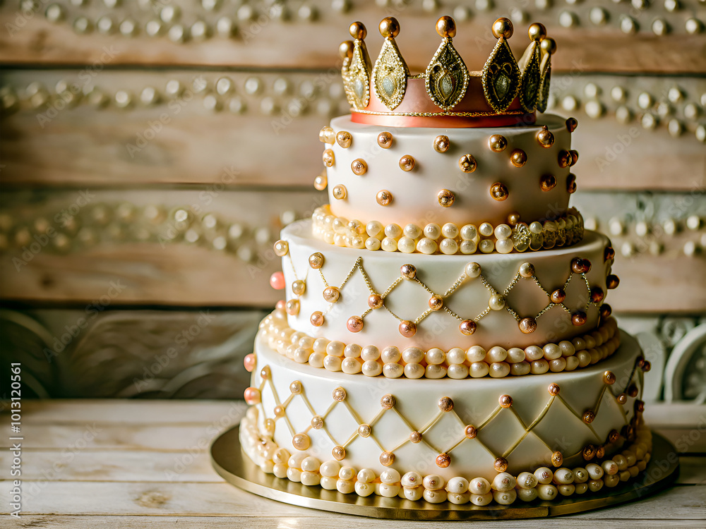 Kids multi-tiered princess birthday cake background Kids multi-tiered princess birthday cake background