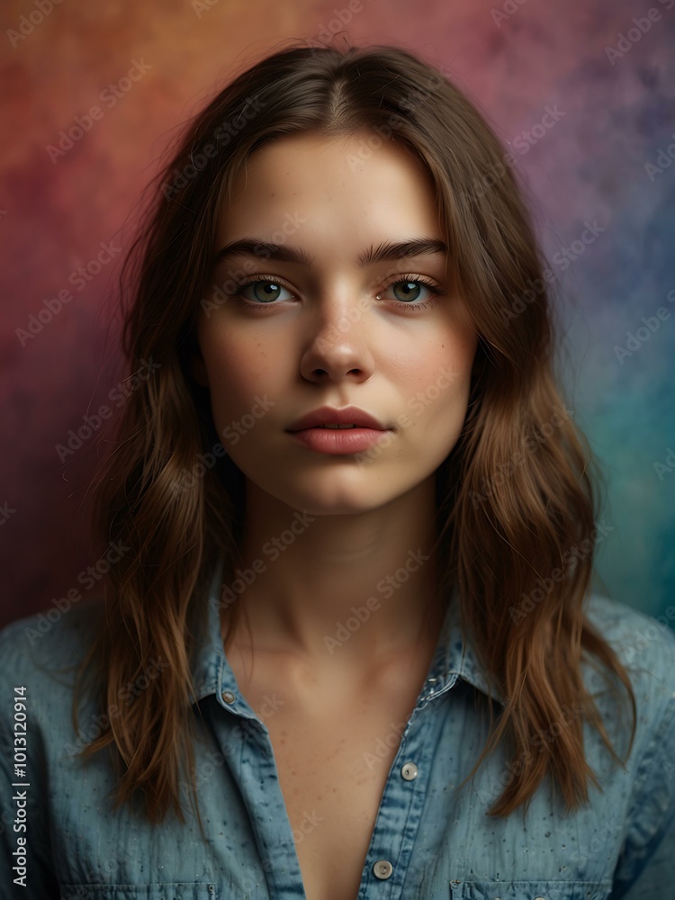 Young woman in a bright backdrop portrait. Young woman in a bright backdrop portrait.