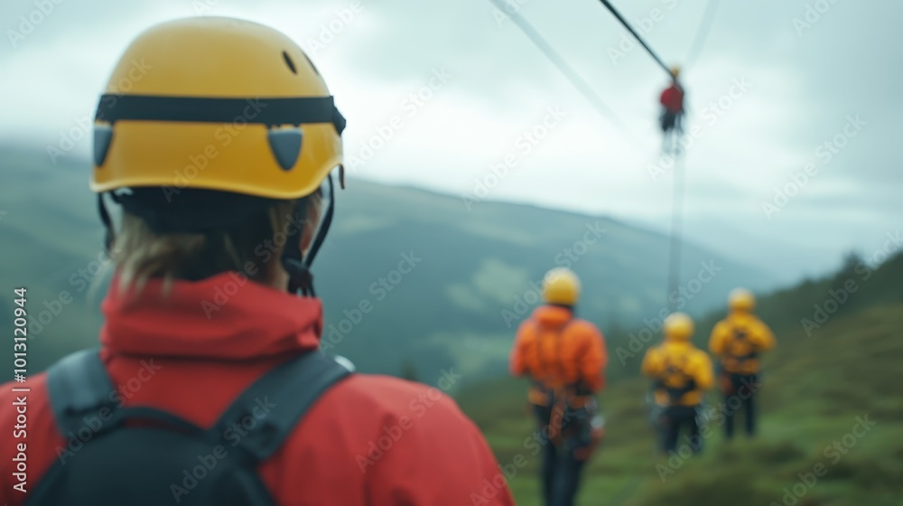 Rescue Team Prepares for Operation in Mountain Terrain Rescue Team Prepares for Operation in Mountain Terrain