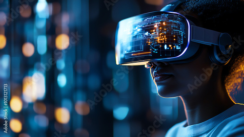 Wallpaper Mural Person using virtual reality headset in digital environment Torontodigital.ca