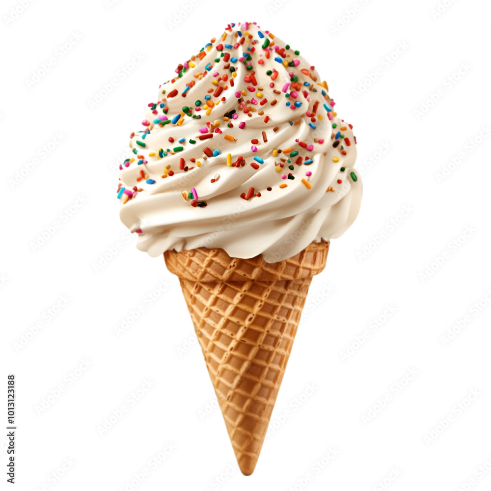 Ice Cream Cone with Sprinkles, Vector Illustration, Isolated on White Background, Summer Dessert Concept
Ice Cream Cone with Sprinkles, Vector Illustration, Isolated on White Background, Summer Dessert Concept