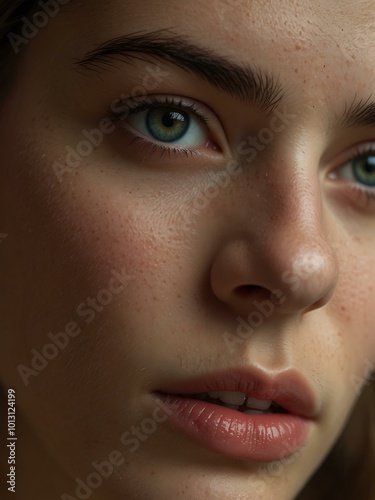 Young woman with an intense gaze.