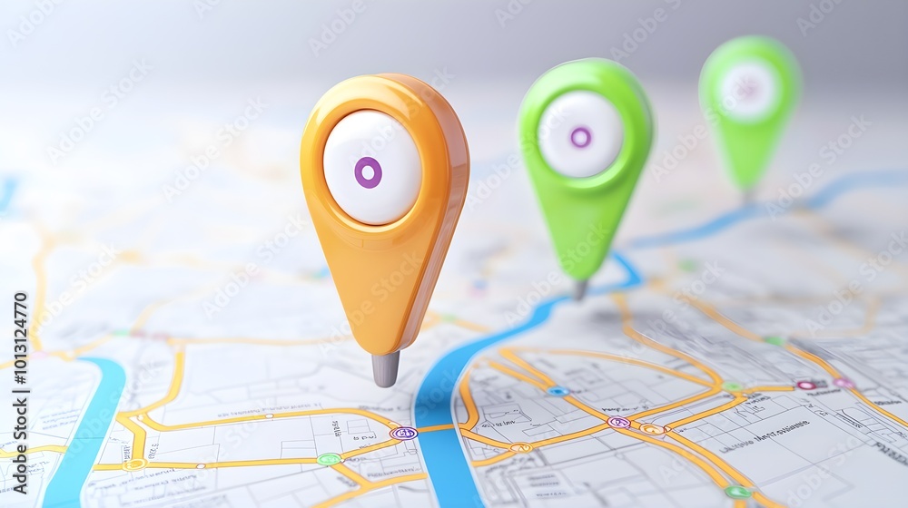 Fototapeta premium Logistic Route Planning Map, detailed close-up of routes and annotations for efficient transportation and delivery management