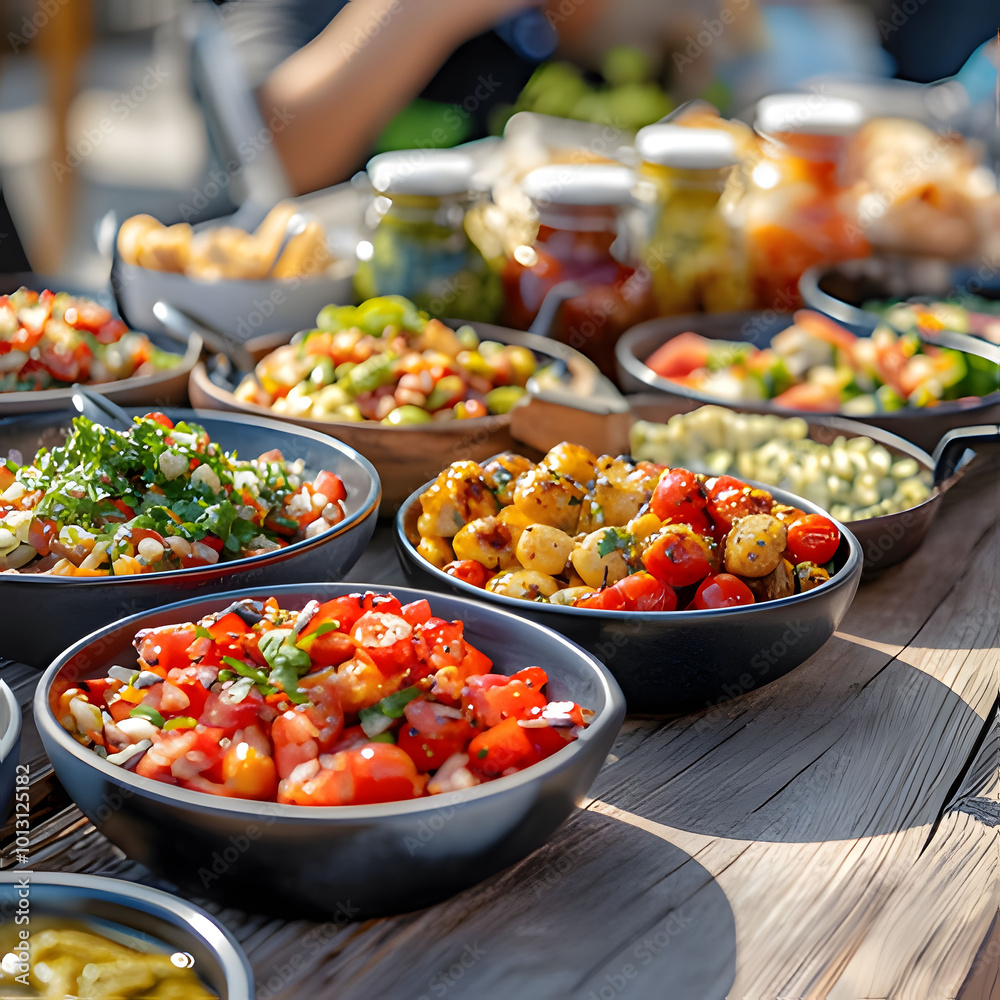buffet food in a restaurant. Generative AI buffet food in a restaurant. Generative AI