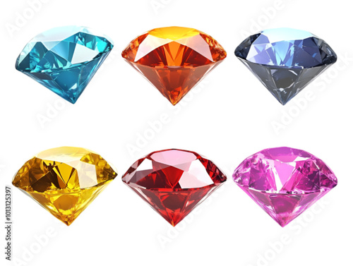 Diamond Gemstone Set, Different Types of Gemstones, Vector Illustration, Isolated on White Background


