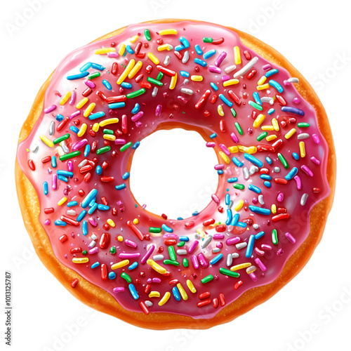 Colorful Donut with Sprinkles, Vector Illustration, Isolated on White Background

