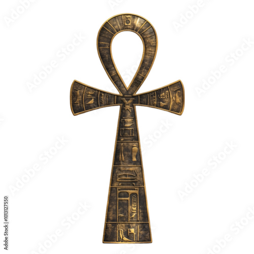 Ancient Egyptian Ankh Symbol with Hieroglyphics Vector