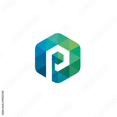 Hexagon Letter P Logo design vector template