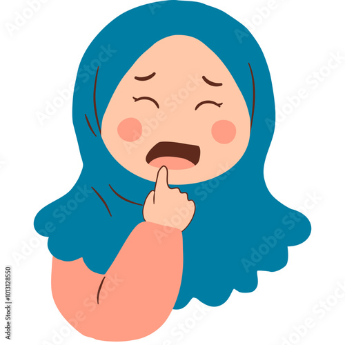 A girl is having toothache