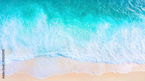 Aerial View of Ocean Waves and Beach