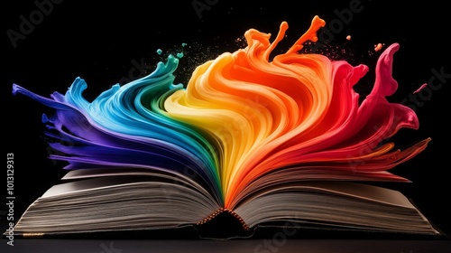 Rainbow Paint Explosion From Open Book