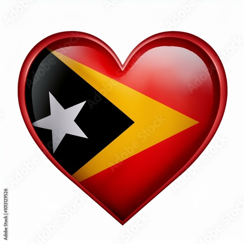 Free Download 東ティモールの国旗のハート(Heart of Timor-Leste flag on white.)
 - GFXLoad