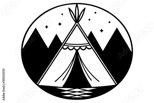 tipi  silhouette  vector illustration