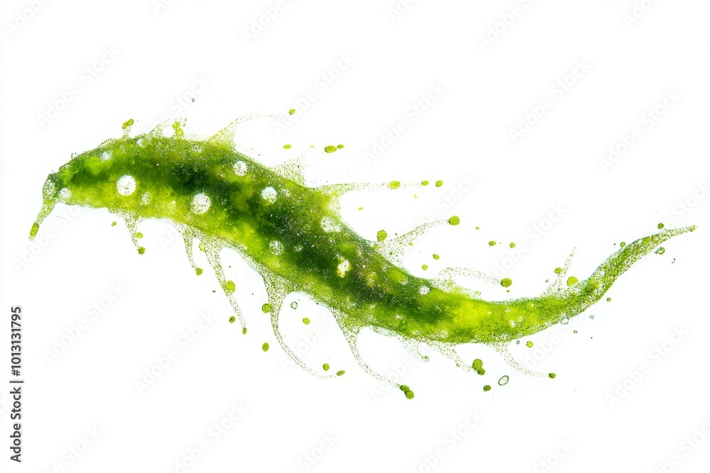 the beside view Cyanobacteria Bacterioplankton, left side view, white copy space on right, Isolated on White Background the beside view Cyanobacteria Bacterioplankton, left side view, white copy space on right, Isolated on White Background