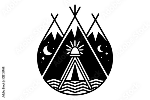 tipi  silhouette  vector illustration