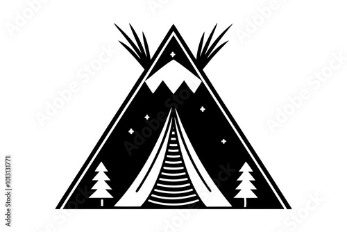 tipi  silhouette  vector illustration