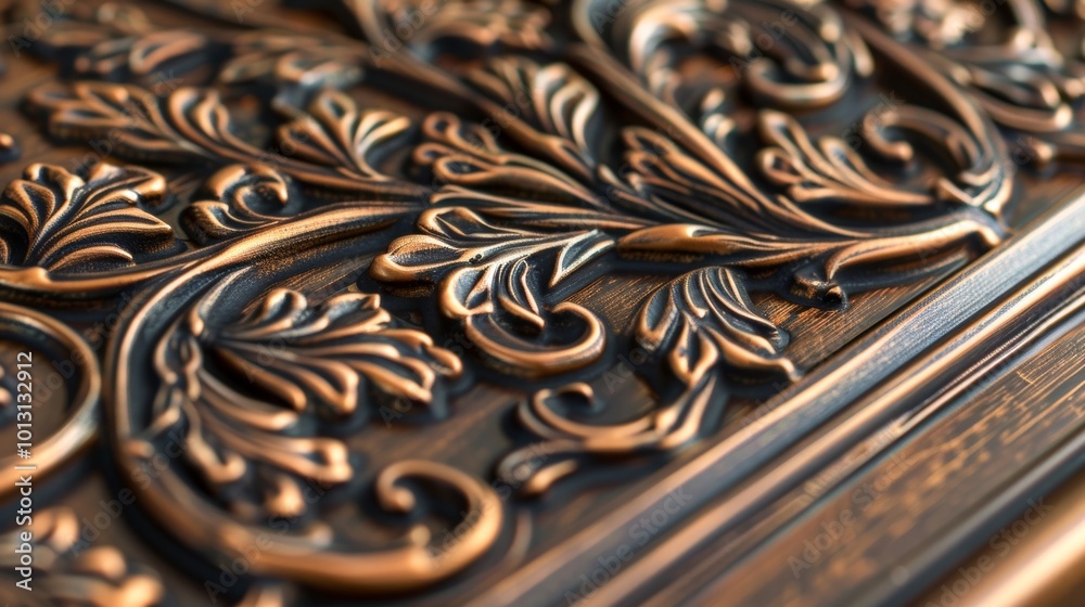 An air vent made of gleaming bronze with intricate floral designs etched along the edges adding a touch of elegance to any room. An air vent made of gleaming bronze with intricate floral designs etched along the edges adding a touch of elegance to any room.