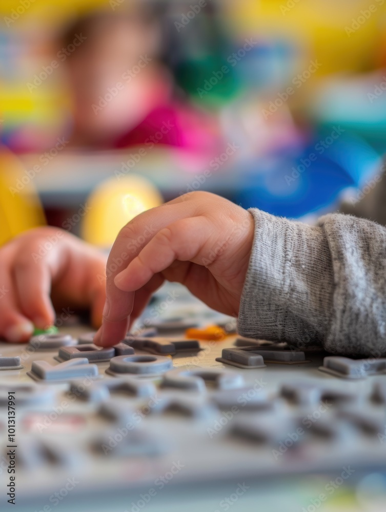 Close-up of Child Engaged in Tactile Learning Activity Close-up of Child Engaged in Tactile Learning Activity
