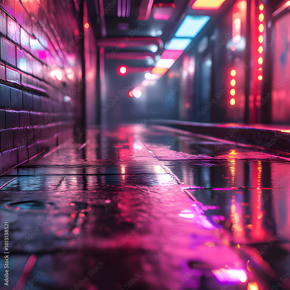 trails on the street in night. Generative AI trails on the street in night. Generative AI
