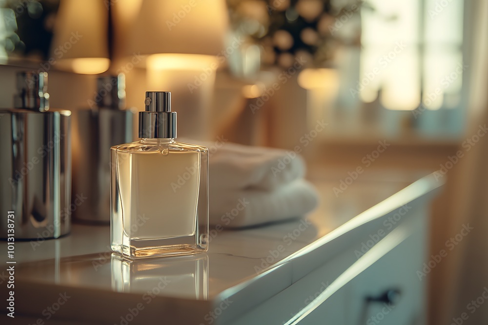 Aftershave balm on bathroom shelf Aftershave balm on bathroom shelf
