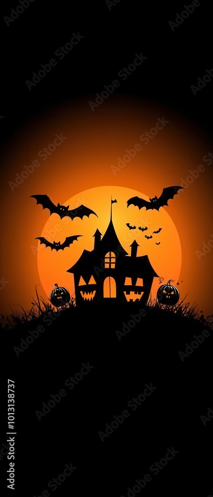 Whimsical Halloween night with a spooky haunted house Whimsical Halloween night with a spooky haunted house