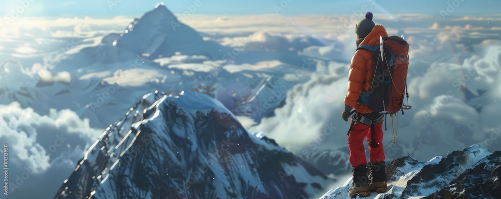 Fotografie Equipment Check Before Summit Ascent, 4K hyperrealistic photo