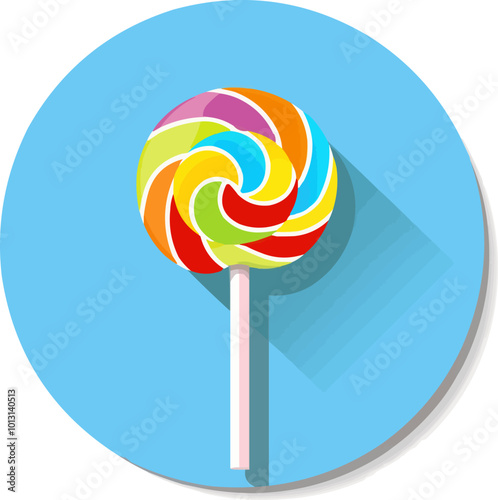 Colorful lollipop icon flat on white isolated background, vector design.