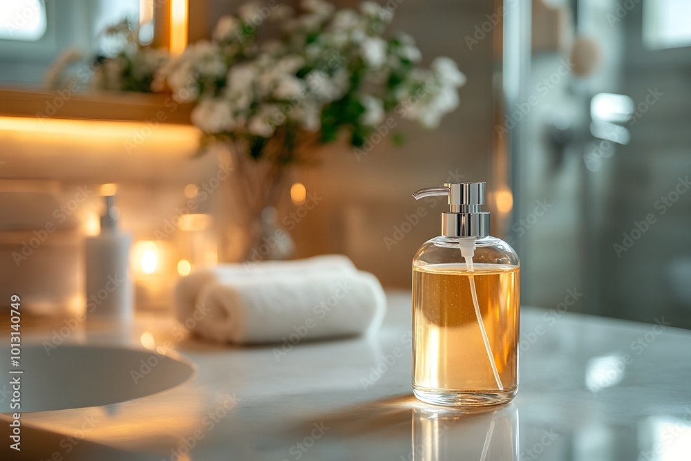 Body spray bottle on vanity Body spray bottle on vanity