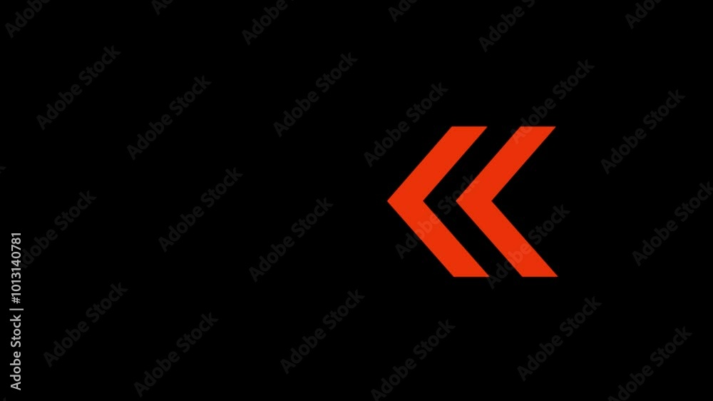 Loop animation of arrow pointing left on black background. Loop animation of arrow pointing left on black background.