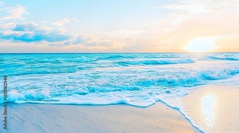 Fototapeta premium Tropical Beach Sunset Waves