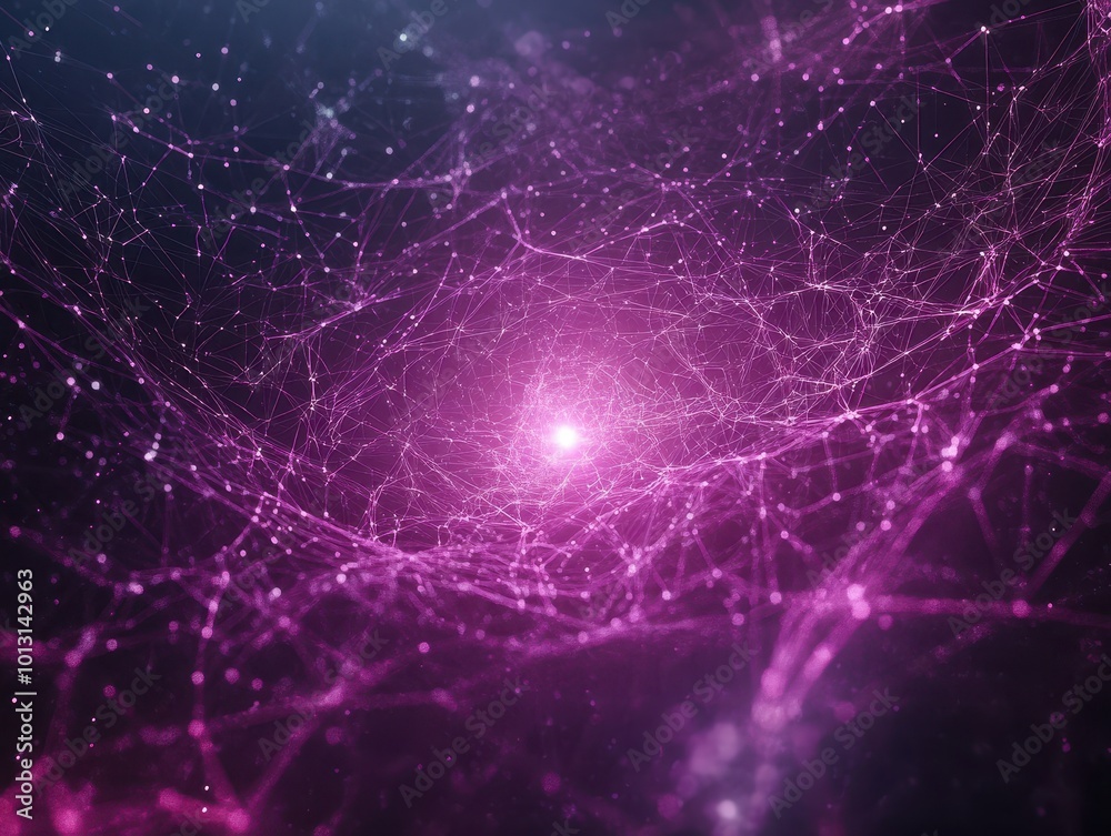 A mesmerizing cosmic web of light and energy, featuring swirling patterns of deep purple and pink hues against a dark background. A mesmerizing cosmic web of light and energy, featuring swirling patterns of deep purple and pink hues against a dark background.