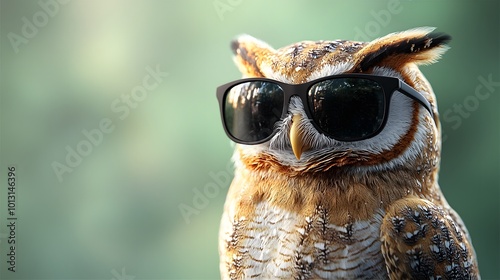 Owl in Sunglasses with a Calm Appearance